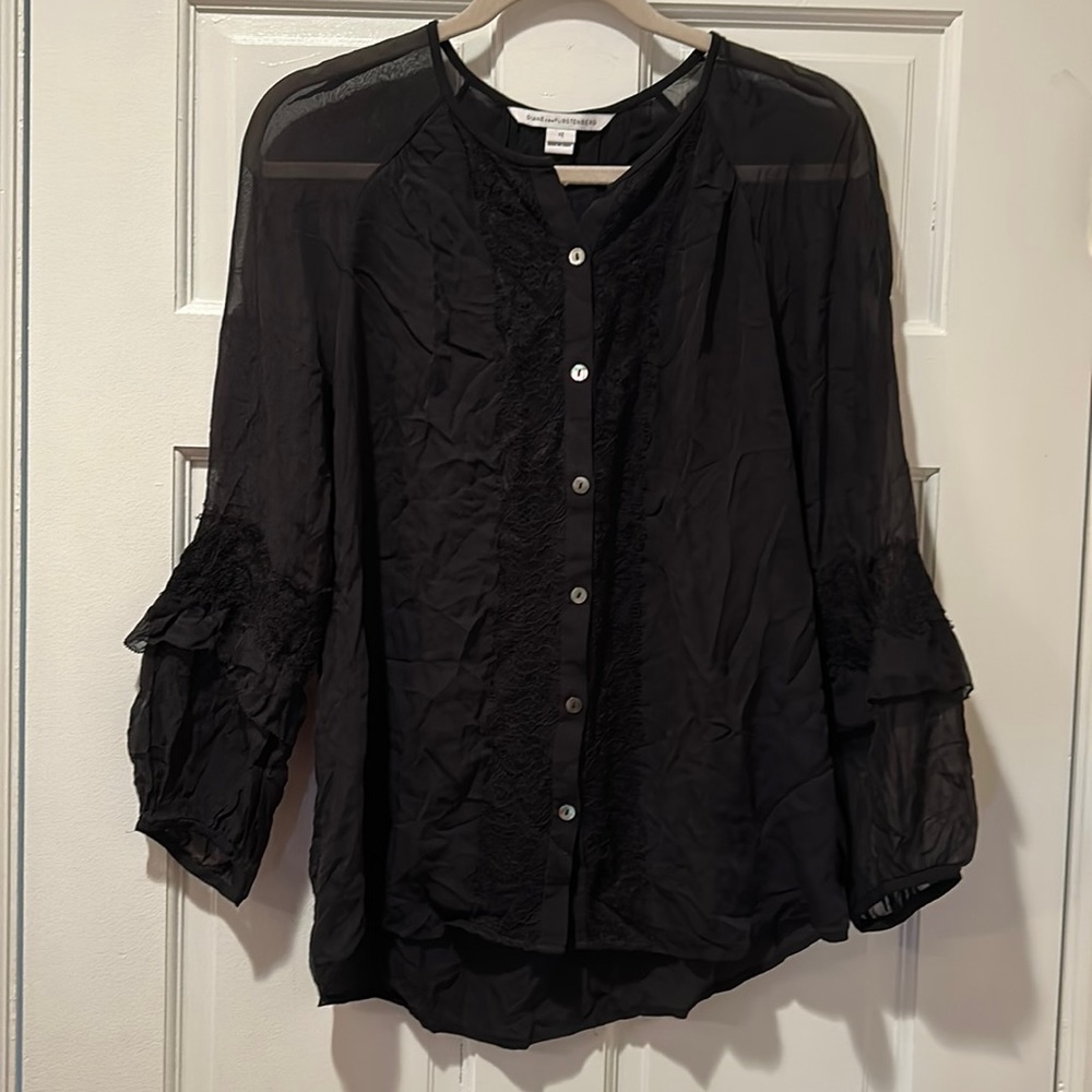 Diane Von Furstenberg Black Sheer Blouse
